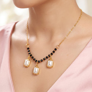 PRAO Necklace Anti-Tarnish Pearl Charm Chain