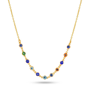 PRAO Necklace Anti-Tarnish Multi Evil Eye Chain