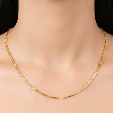 PRAO Necklace Anti-Tarnish Floral Snake Chain
