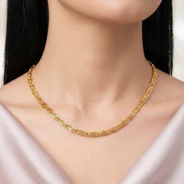 PRAO Necklace Anti-Tarnish Scroll Link Chain