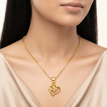 PRAO Necklace Anti-Tarnish Open Heart Clover Chain