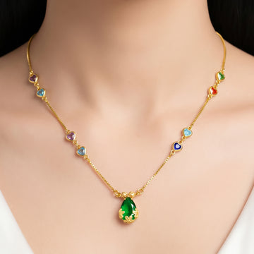 PRAO Necklace Anti-Tarnish Filigree Teardrop Chain