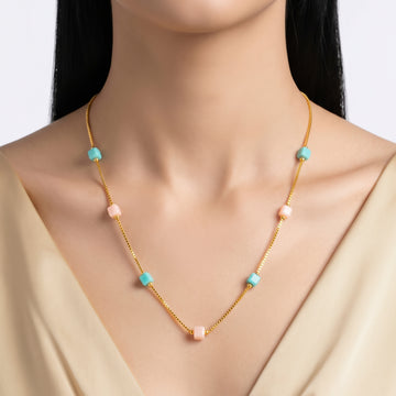 PRAO Necklace Anti-Tarnish Cubic Bead Chain