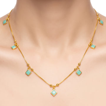 PRAO Necklace Anti-Tarnish Mint Green Charm Chain