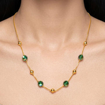 PRAO Necklace Anti-Tarnish Green Bead Chain