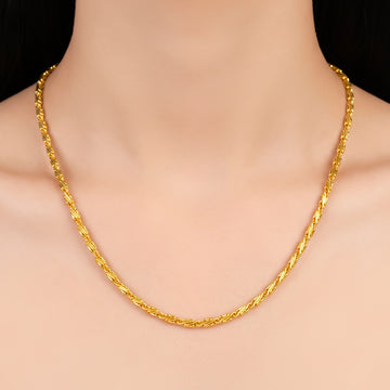 PRAO Necklace Anti-Tarnish Textured Link Chain