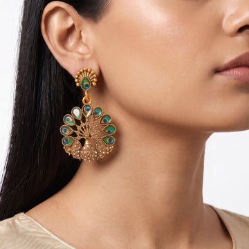 PRAO Earrings Anti-Tarnish Peacock Dangles