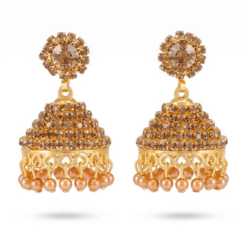 PRAO Earrings Anti-Tarnish Brown Stone Jhumka