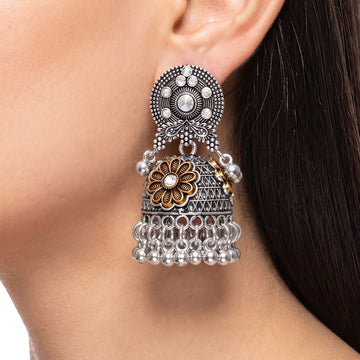 PRAO Earrings Anti-Tarnish Oxidized Jhumka