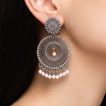 PRAO Earrings Anti-Tarnish Floral Pearl Studs
