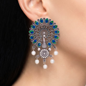 PRAO Earrings Anti-Tarnish Peacock Pearl Dangles