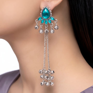 PRAO Earrings Anti-Tarnish Green Floral Dangles