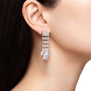 PRAO Earrings Anti-Tarnish Triple-Strand Crystal Dangles
