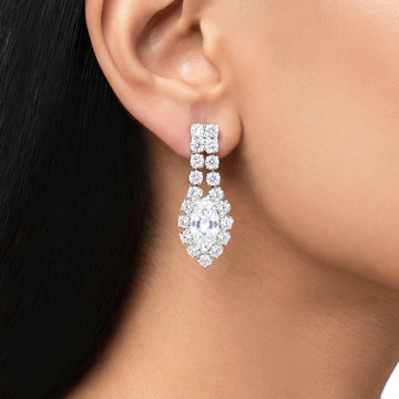 PRAO Earrings Anti-Tarnish Marquise Crystal Dangles