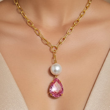 PRAO Necklace Anti-Tarnish Crystal Pendant