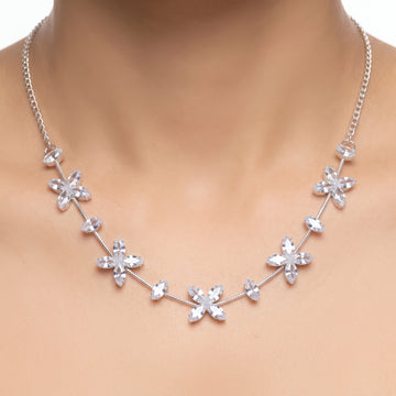 PRAO Necklace Anti-Tarnish Floral Marquise Crystal Chain
