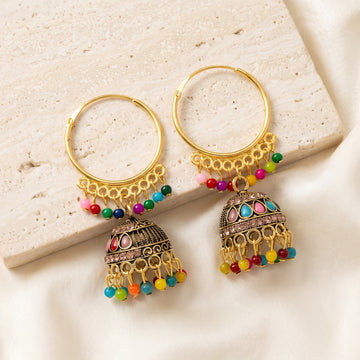 PRAO Earrings Anti-Tarnish Hoop Jhumka