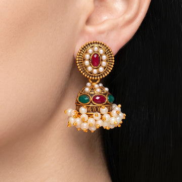PRAO Earrings Anti-Tarnish Filigree Jhumka