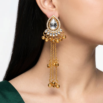 PRAO Earrings Anti-Tarnish Kashmiri Kundan Dangles