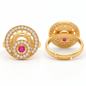 PRAO Ring Anti-Tarnish Crystal Halo with Pink Stone (Adjustable Size)