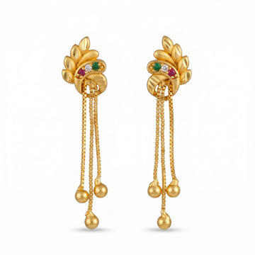 PRAO Earrings Anti-Tarnish Leaf Chain Dangles