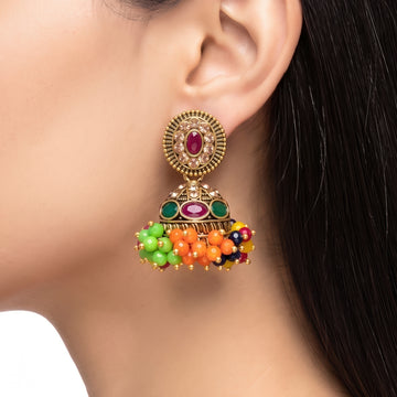 PRAO Earrings Anti-Tarnish Antique Jhumka Dangles