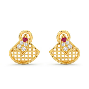 PRAO Earrings Anti-Tarnish Fan Crystal Studs