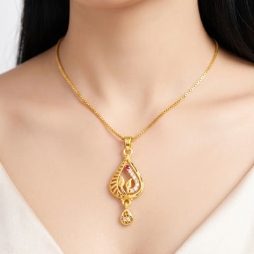 PRAO Necklace Anti-Tarnish Teardrop Pendant Chain