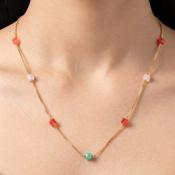 PRAO Necklace Anti-Tarnish Layered Cubic Beads