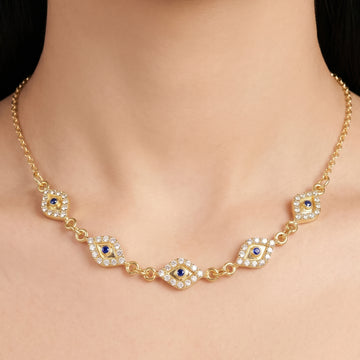 PRAO Necklace Anti-Tarnish Marquise Evil Eye Link Chain