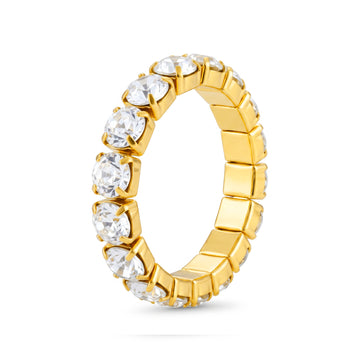 PRAO Ring Anti-Tarnish Stretch Rhinestone Tennis (Adjustable Size)