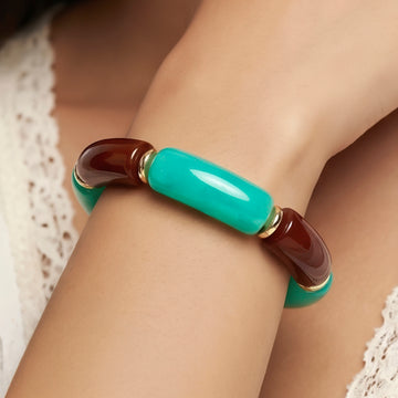 PRAO Bracelet Anti-Tarnish Tortoiseshell Tube Bangle (Adjustable Size)