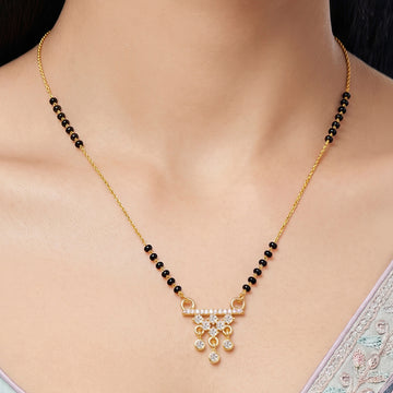 PRAO Necklace Anti-Tarnish Geometric CZ Pendant Mangalsutra