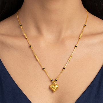PRAO Necklace Anti-Tarnish Heart Pendant Mangalsutra