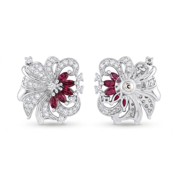 PRAO Earrings Anti-Tarnish Purple Floral Studs