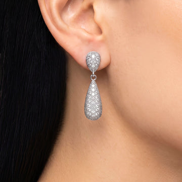 PRAO Earrings Anti-Tarnish Double Teardrop Crystals