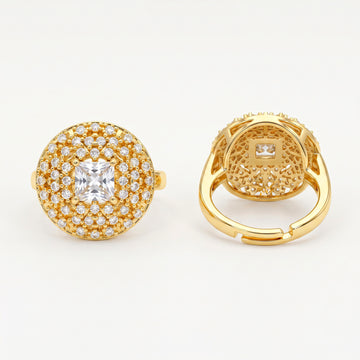 PRAO Ring Anti-Tarnish Princess Crystal (Adjustable Size)