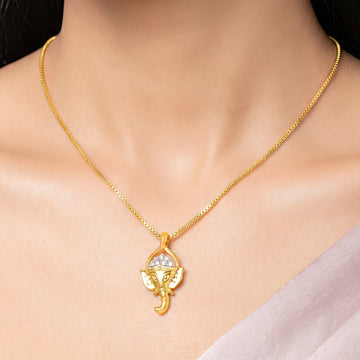 PRAO Necklace Anti-Tarnish Ganesha Crown Pendant