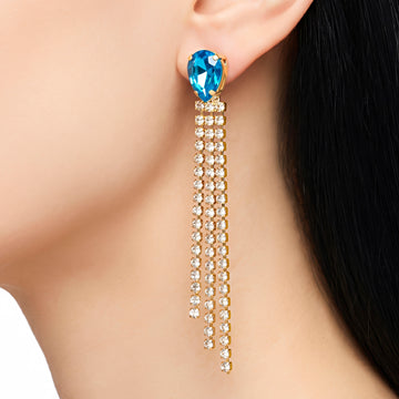 PRAO Earrings Anti-Tarnish Drop Crystal Rhinestone Tassel Dangles