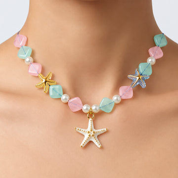 PRAO Necklace Cum Bracelet Anti-Tarnish Starfish Pearl Cord