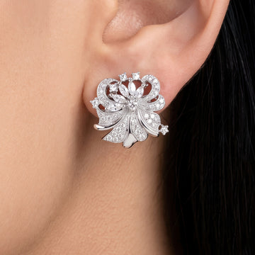 PRAO Earrings Anti-Tarnish Floral CZ Studs