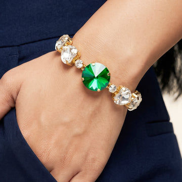 PRAO Bracelet Anti-Tarnish Green Stone Chain (Adjustable Size)