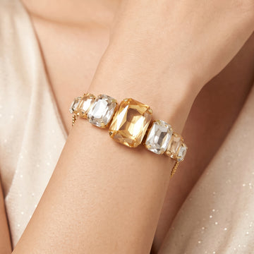 PRAO Bracelet Anti-Tarnish Yellow Stone Chain (Adjustable Size)