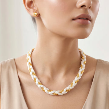 PRAO Necklace Anti-Tarnish Braided Choker Set With Earrings