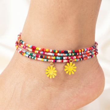 PRAO Anklet Anti-Tarnish Daisy Charm Anklet