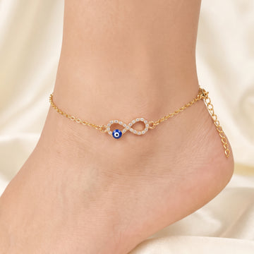 PRAO Anklet Anti-Tarnish Infinity Evil Eye Charm