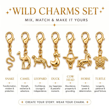 PRAO WILD CHARMS COMBO ✨ Anti-Tarnish Gold Plated Necklace, Bracelet, Ring, Earrings & 7 Detachable Charms (Complete Set)