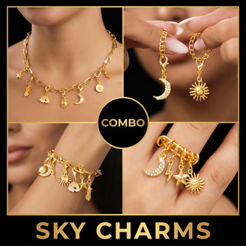 PRAO 7 SKY CHARMS SET✨ Super Saver COMBO✨Anti-Tarnish Necklace, Bracelet, Ring & Earrings (Complete DIY Set)