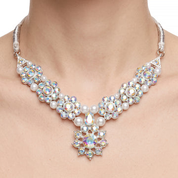PRAO Necklace Anti-Tarnish Floral Crystal Choker