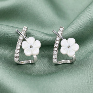 PRAO Earrings Anti-Tarnish Geometric Floral Studs